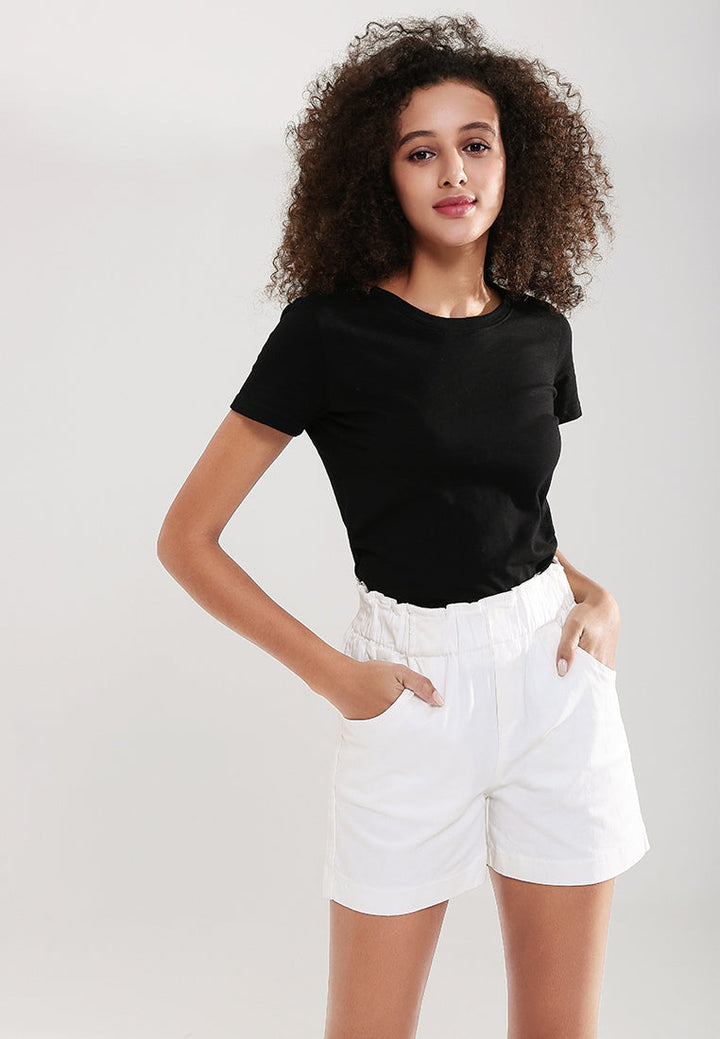 wide elastic waist shorts#color_off-white