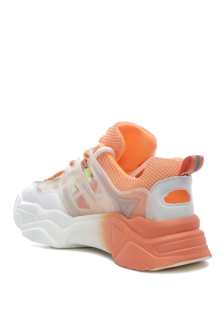 pebby ice chunky sneakers#color_orange