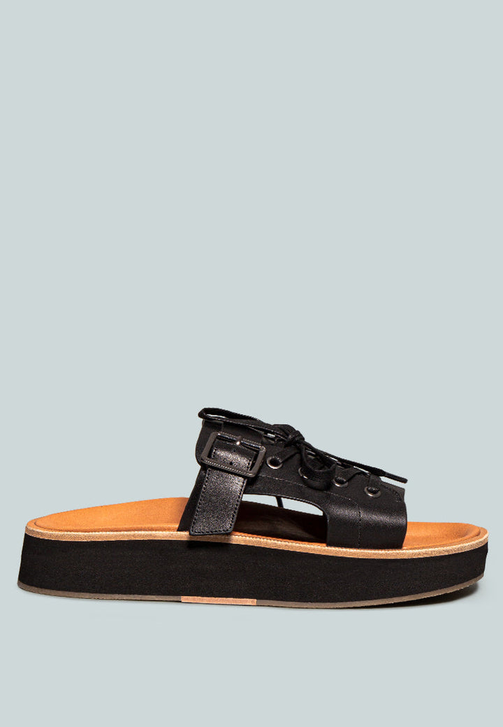 patton cut out buckled platform sandals#color_black
