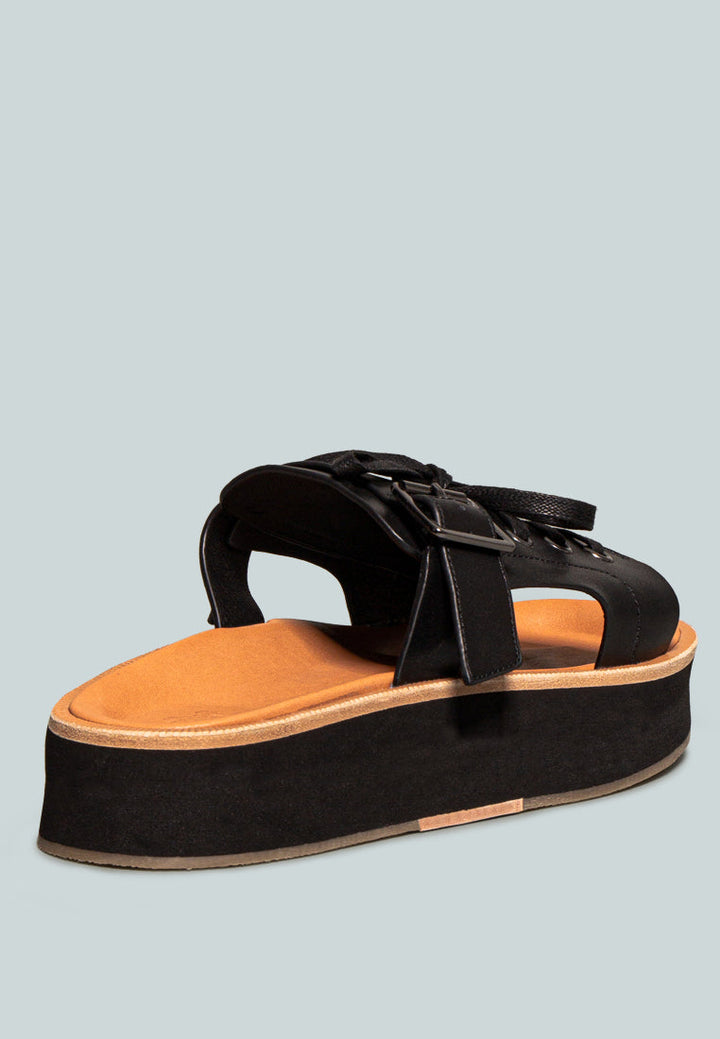 patton cut out buckled platform sandals#color_black