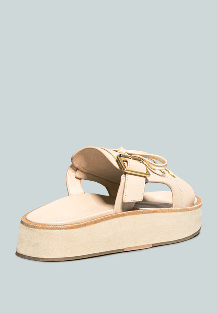 patton cut out buckled platform sandals#color_nude