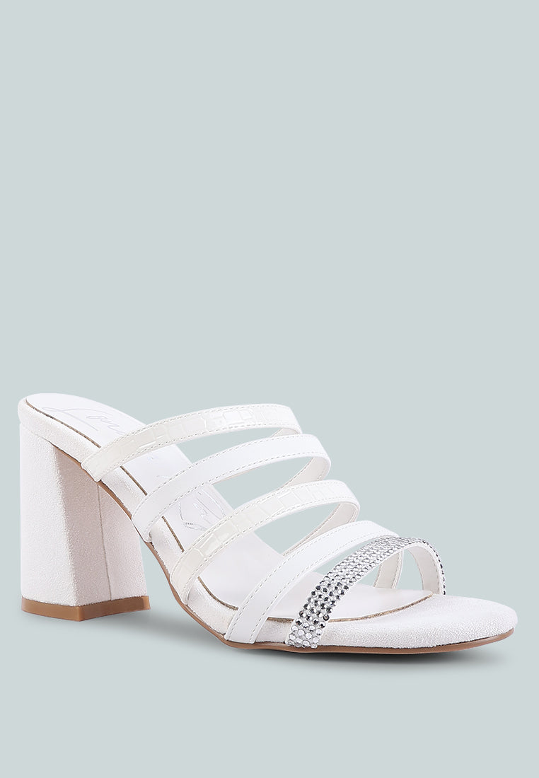 peaches strapped rhinestone embellished sandals by ruw#color_white