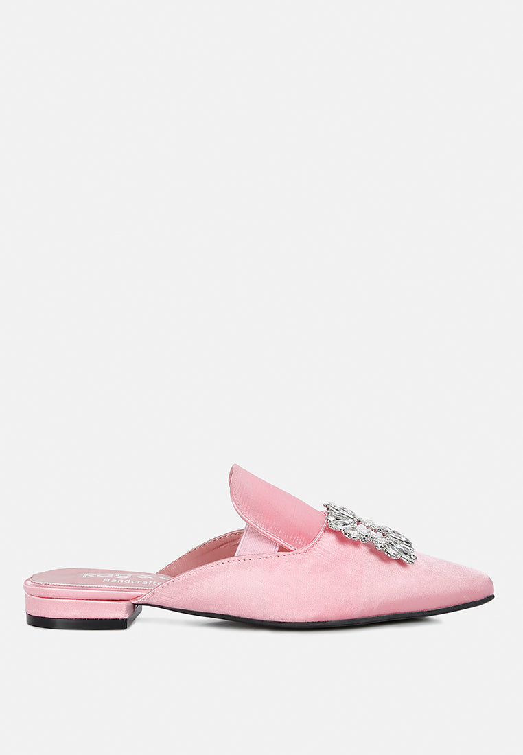 perrine diamante brooch slip on mules by ruw#color_blush