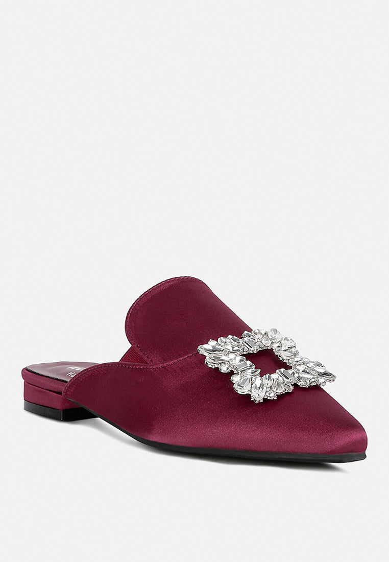 perrine diamante brooch slip on mules by ruw#color_burgundy