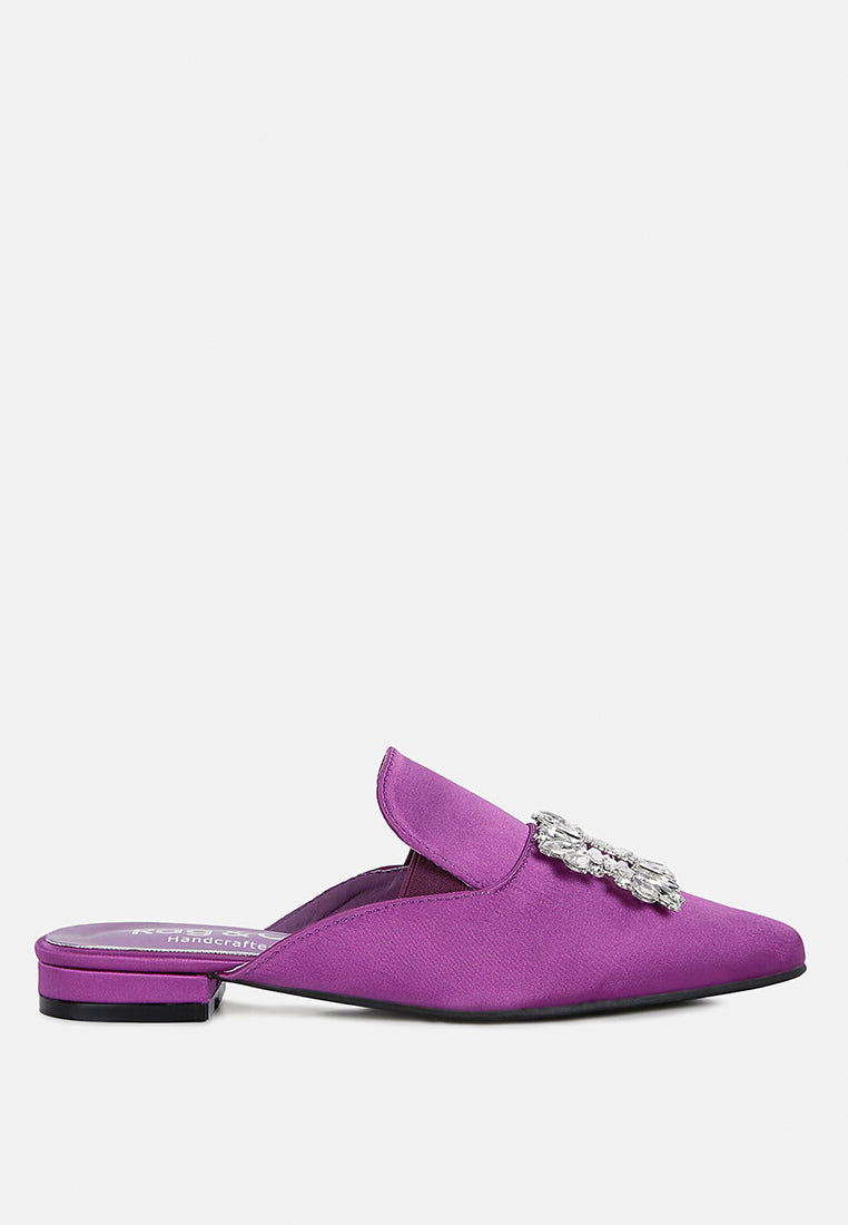 perrine diamante brooch slip on mules by ruw#color_purple
