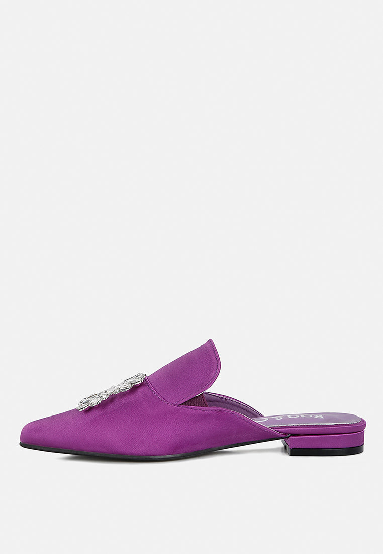perrine diamante brooch slip on mules by ruw#color_purple