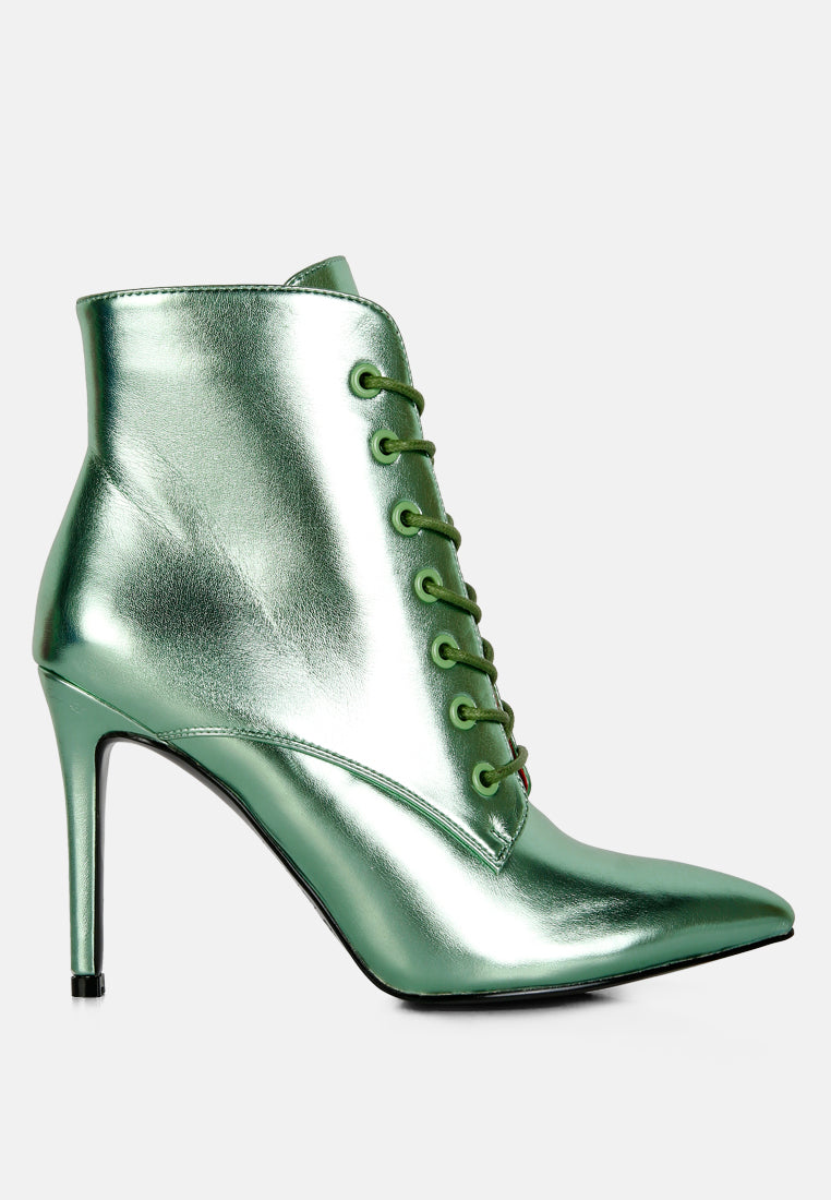 piet metallic stiletto ankle boot#color_green