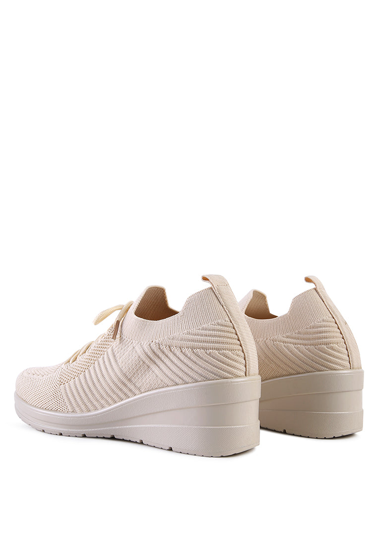 pologirl wedge lace-up sneakers#color_beige