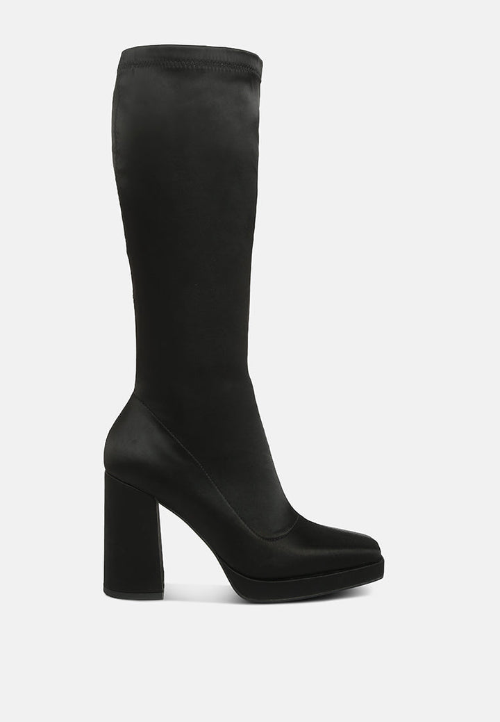presto stretchable satin long boot by ruw#color_black