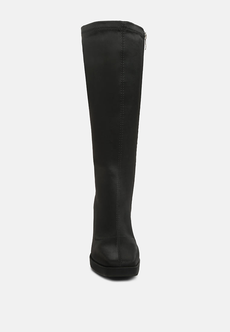 presto stretchable satin long boot#color_black
