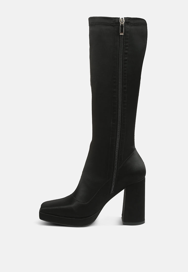 presto stretchable satin long boot#color_black