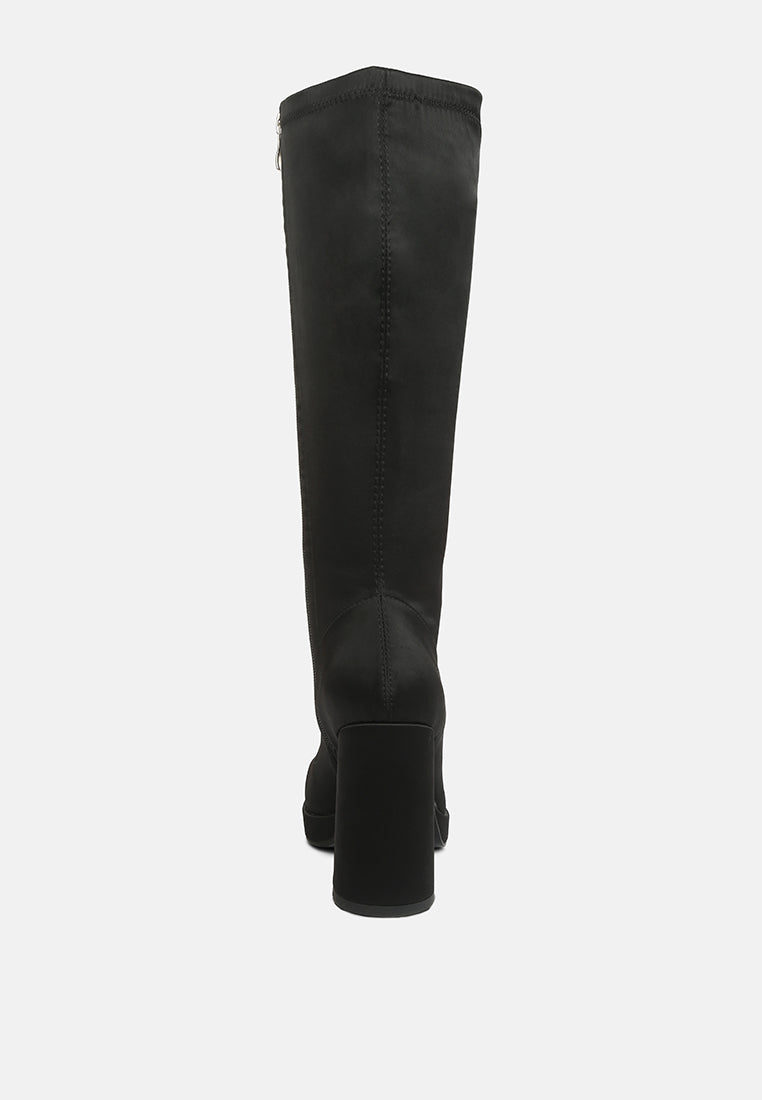 presto stretchable satin long boot by ruw#color_black