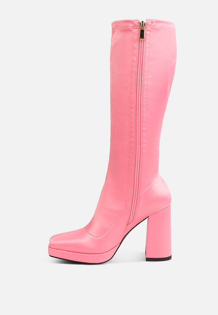 presto stretchable satin long boot#color_pink