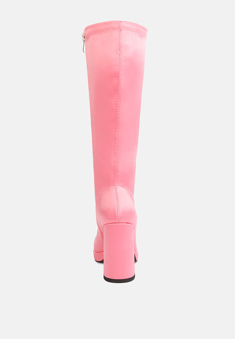 presto stretchable satin long boot#color_pink