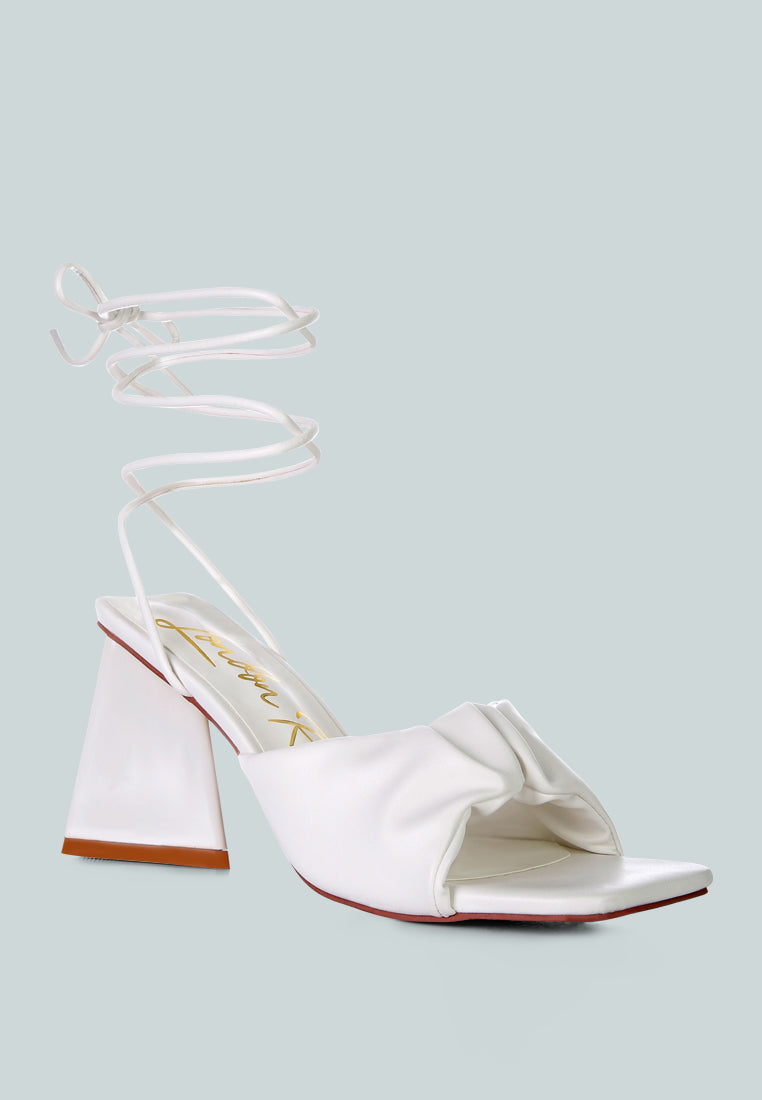primavera ruched triangular heel lace up sandal by ruw#color_white