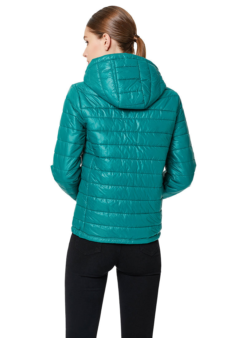 hooded puffer jacket#color_green