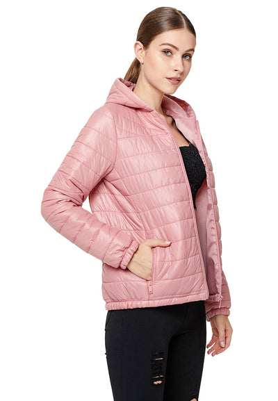 hooded puffer jacket#color_rose