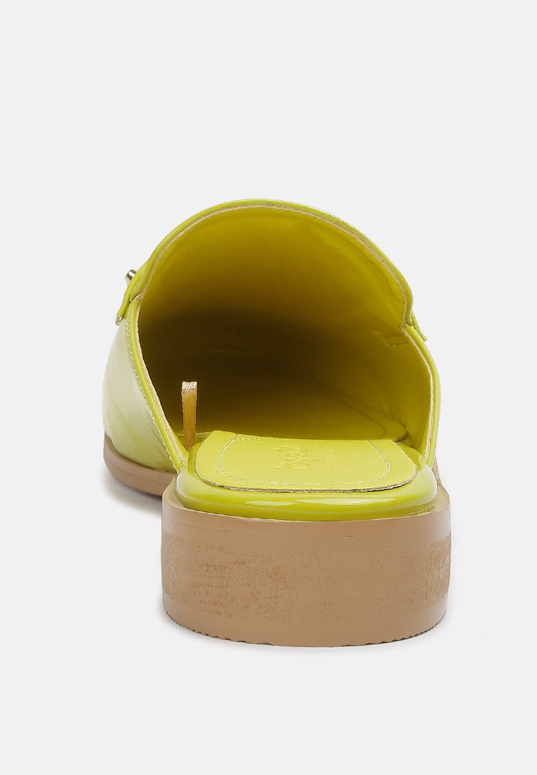 yashta patent studded flat mules by ruw#color_lime-green