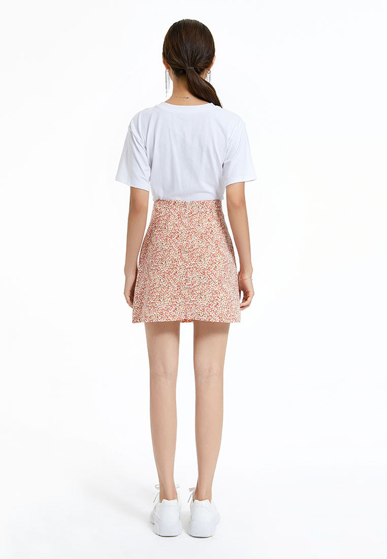 floral mini skirt#color_pink