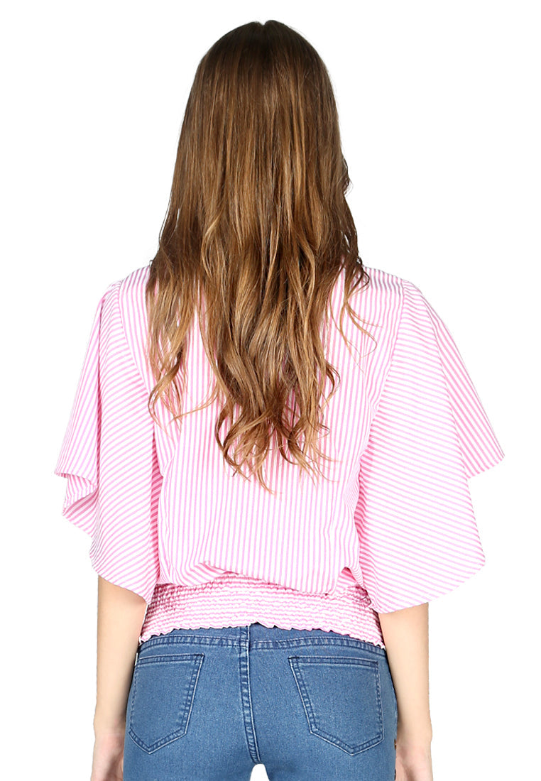 high neck batwing top#color_pink