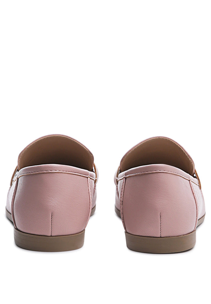 tahiti metallic gold buckle loafers#color_pink