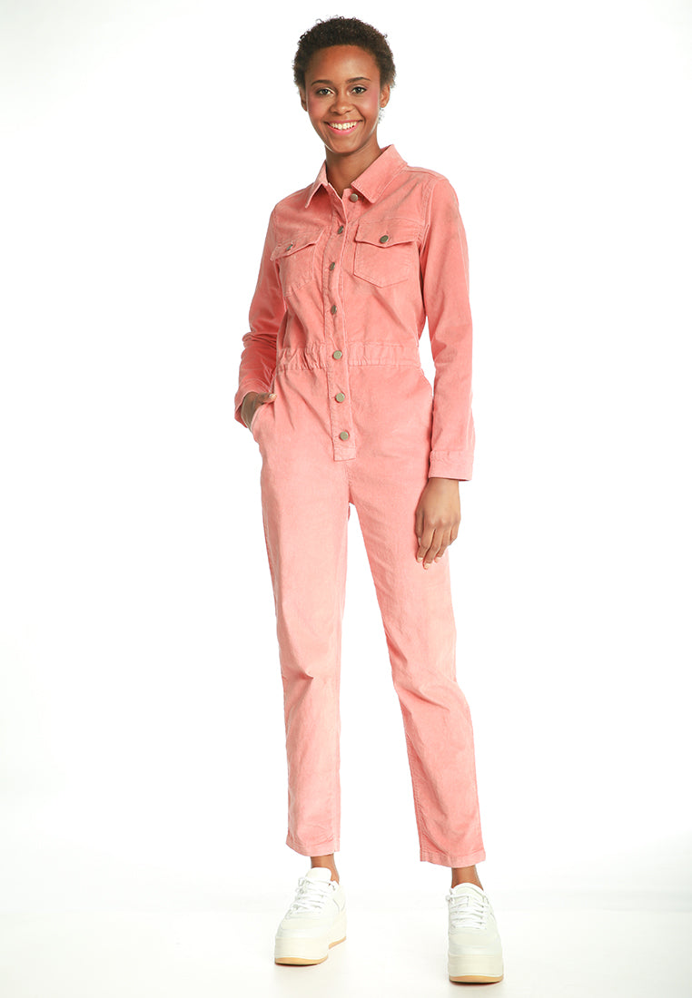 lightweight utility button jumpsuit#color_pink