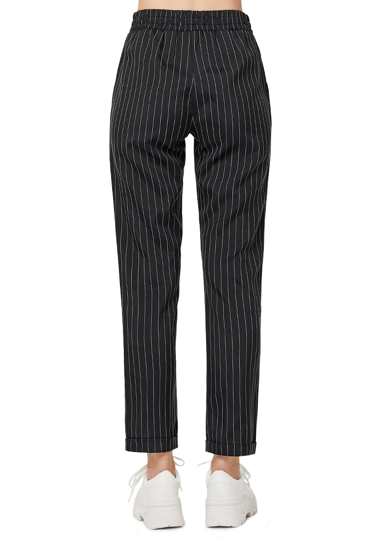 pinstripe straight pants#color_black