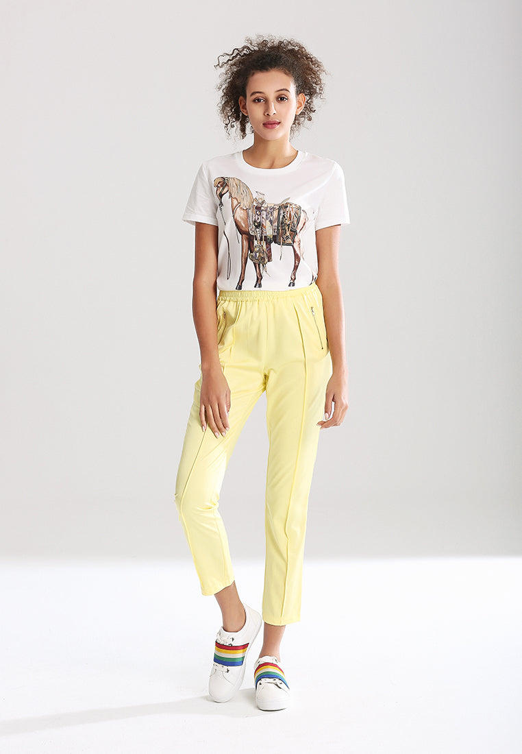 pleated casual pants#color_yellow