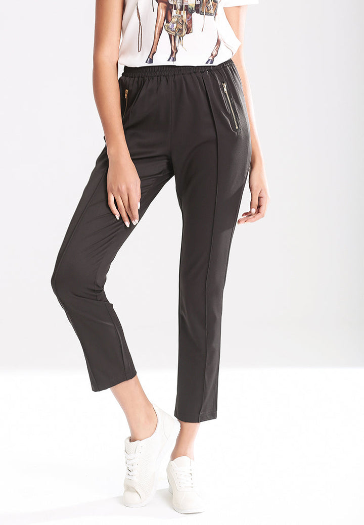 pleated casual pants#color_black