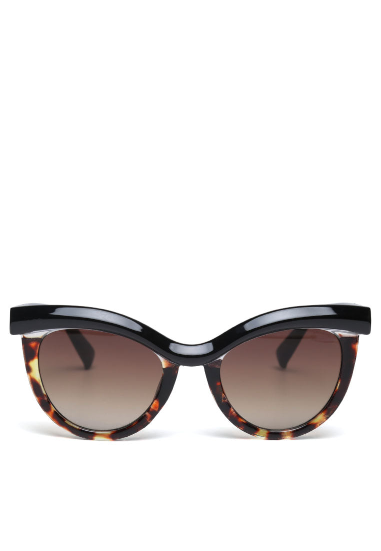 printed frame cateye sunglasses#color_brown