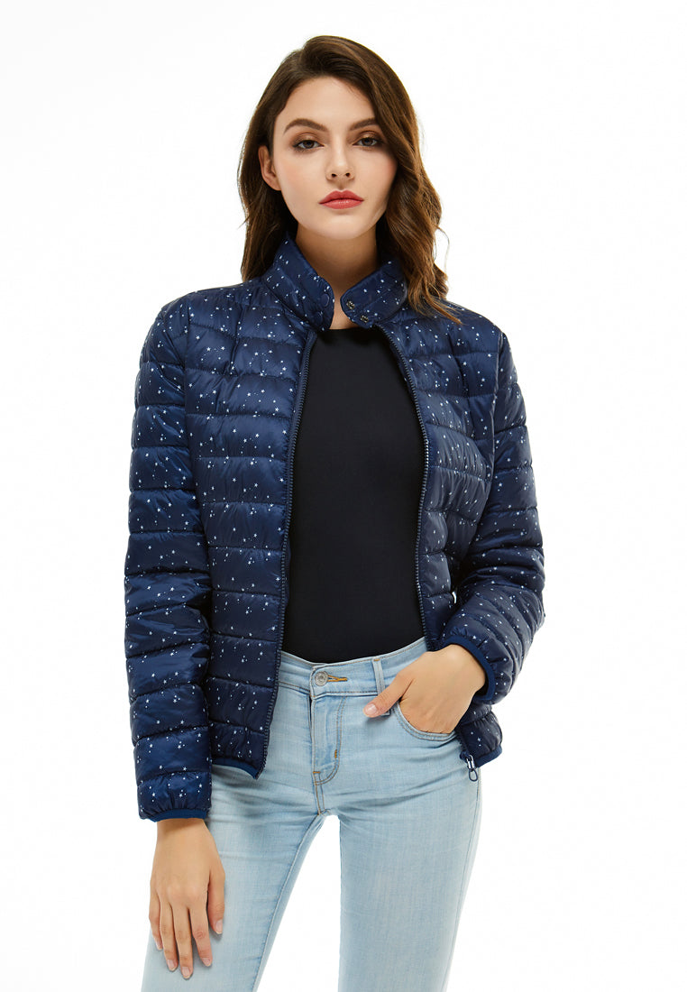 printed puffer jacket#color_navy