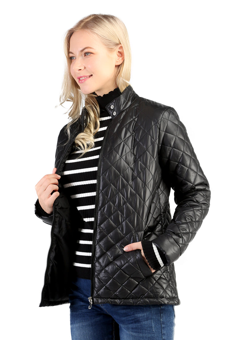 puffer jacket with zip closure#color_black