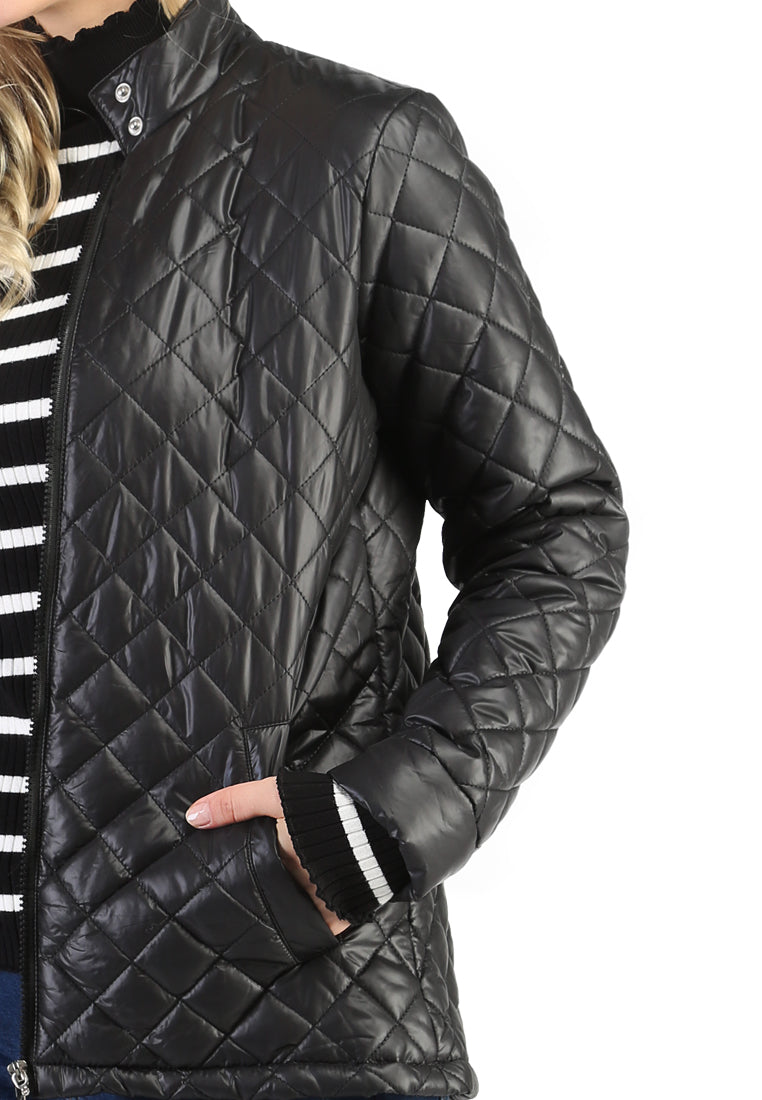 puffer jacket with zip closure#color_black
