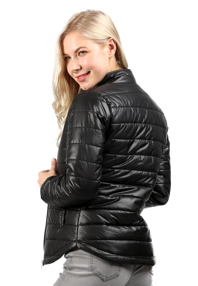 puffer jacket with zipper closure#color_black