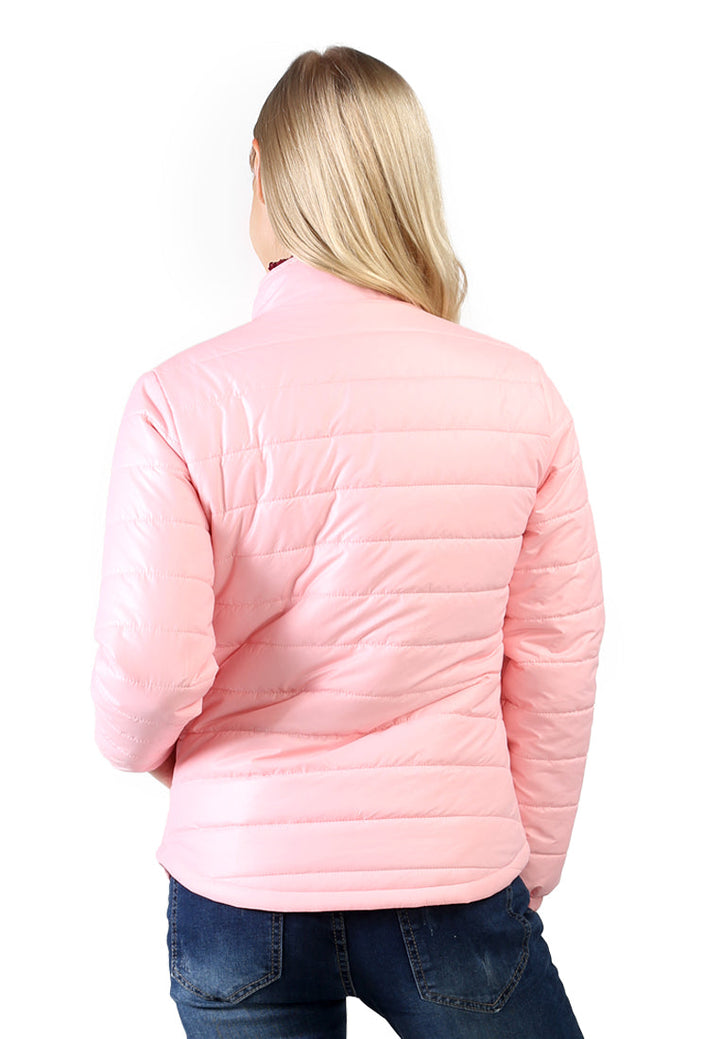 puffer jacket with zipper closure#color_dusty pink