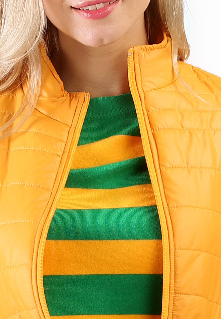 puffer jacket with zipper closure#color_yellow