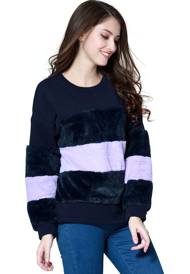 two tone stripes Super stylish sweatshirt#color_purple