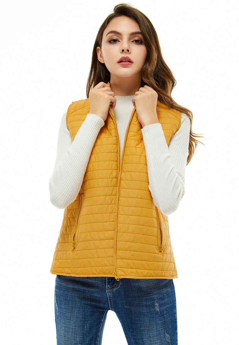 quilted vest jacket#color_mustard
