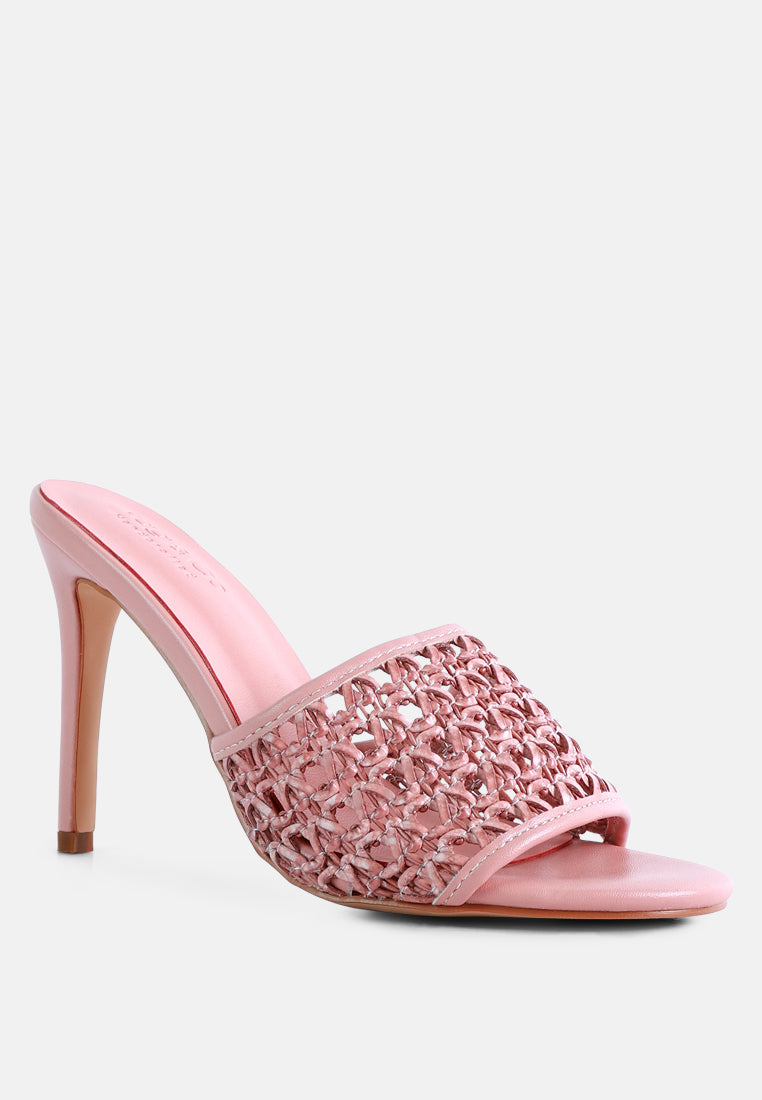 tease woven heeled slides by ruw#color_pink