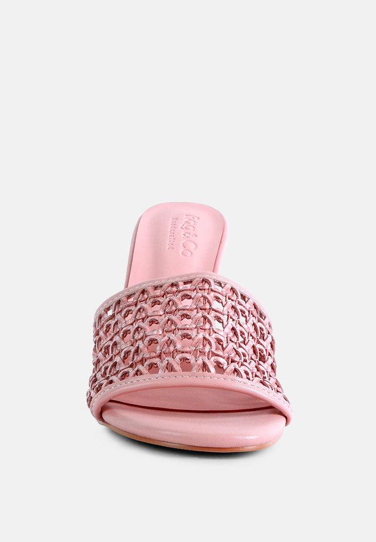 tease woven heeled slides#color_pink