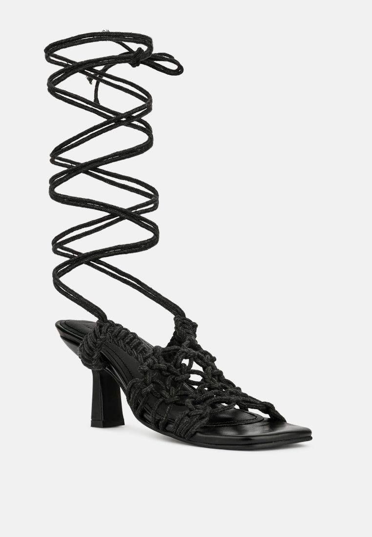 beroe braided handcrafted lace up sandal#color_black