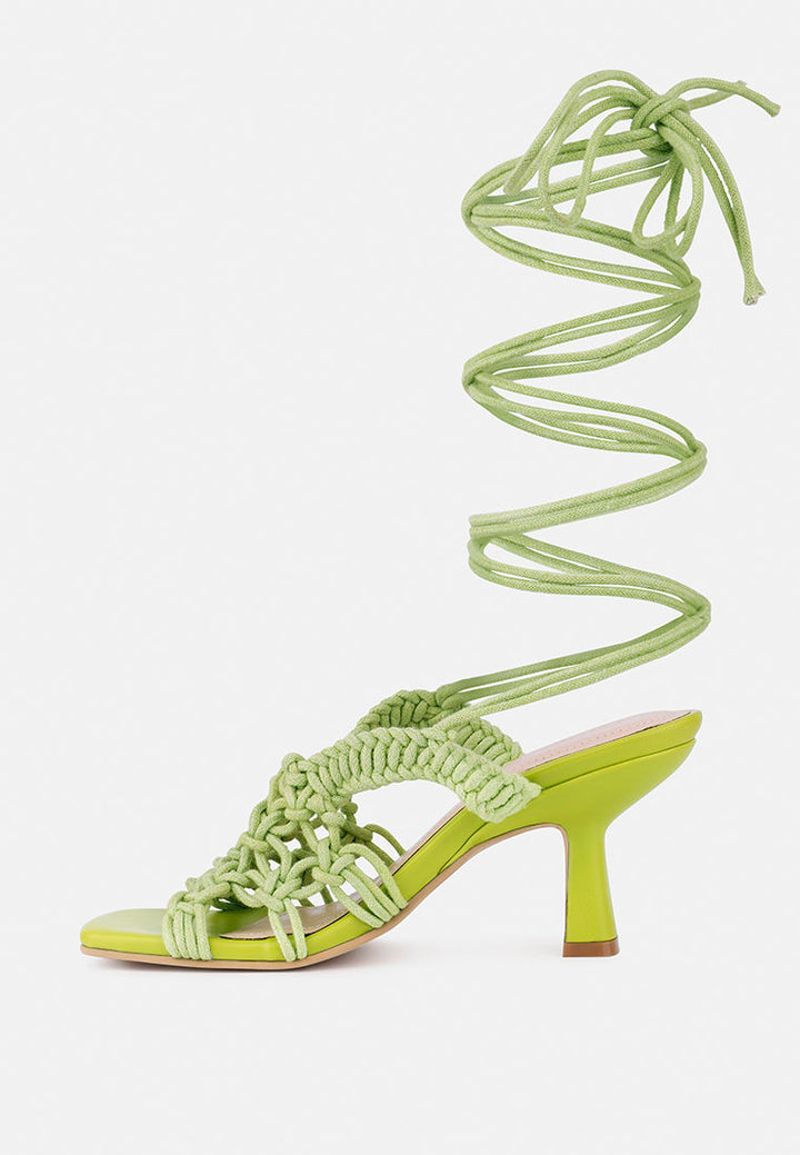 beroe braided handcrafted lace up sandal#color_green