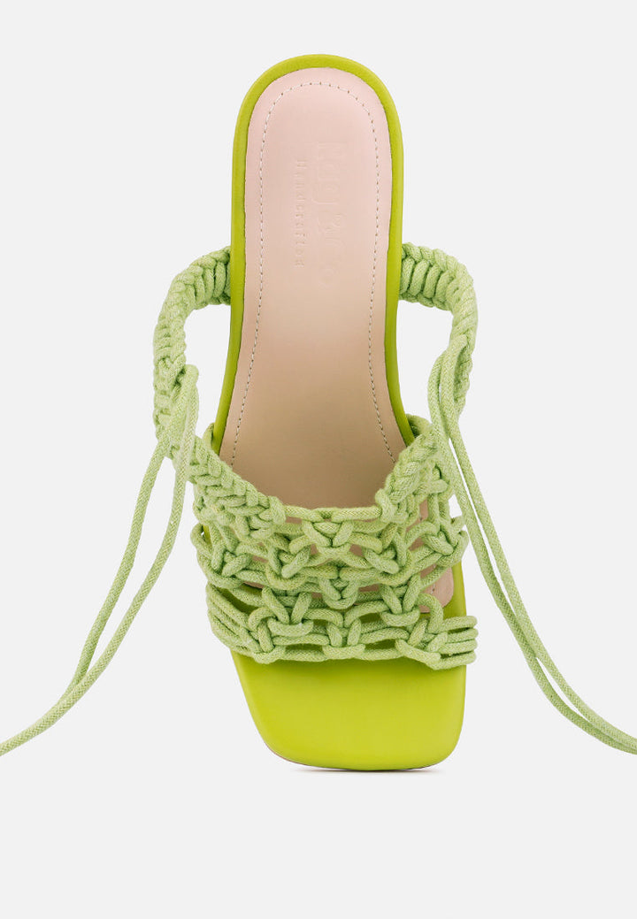 beroe braided handcrafted lace up sandal#color_green