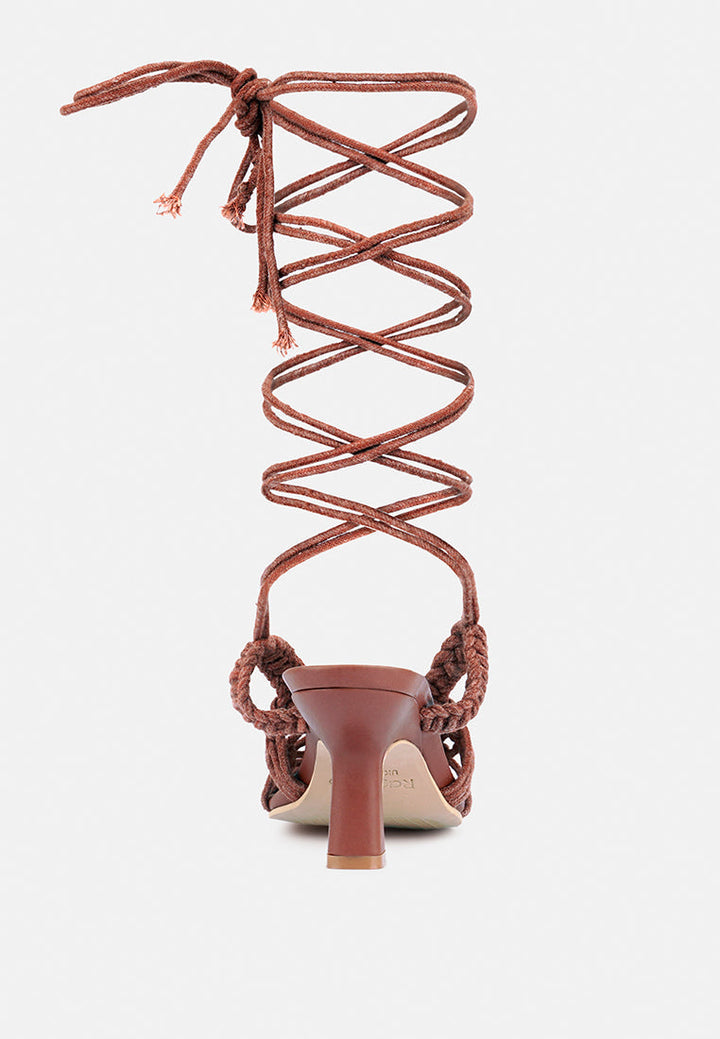 beroe braided handcrafted lace up sandal by ruw#color_mocca