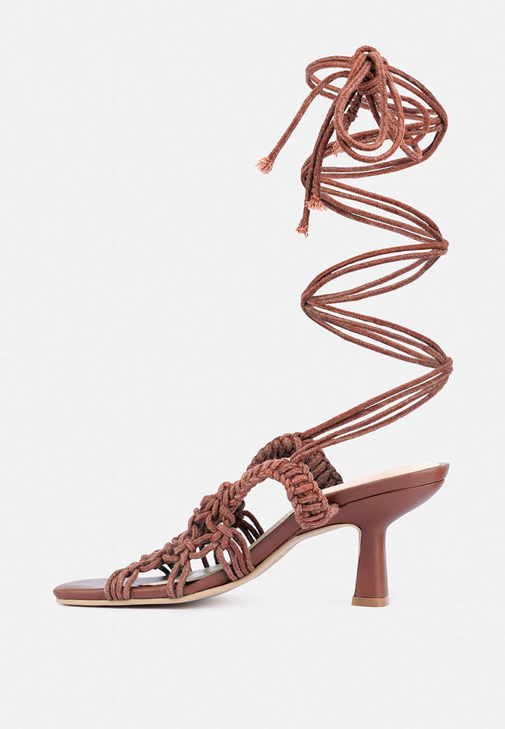 beroe braided handcrafted lace up sandal#color_mocca