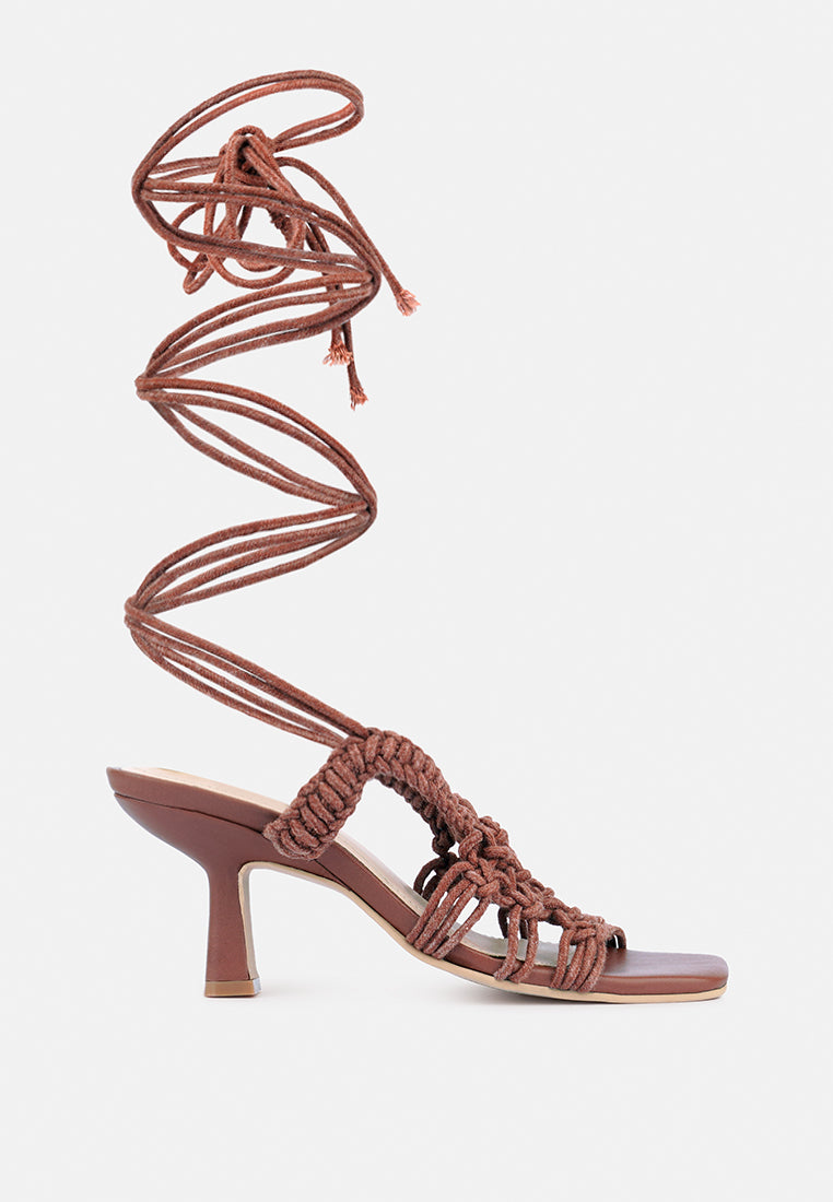 beroe braided handcrafted lace up sandal#color_mocca