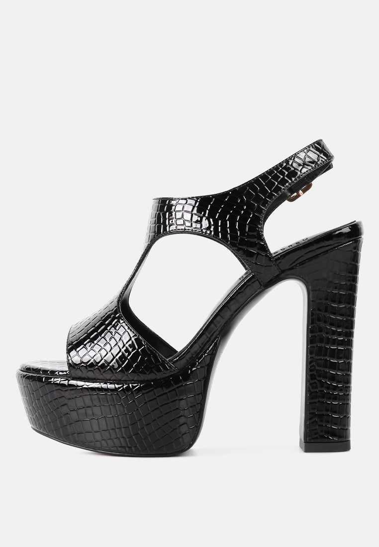 croft croc high heeled cut out sandals#color_black