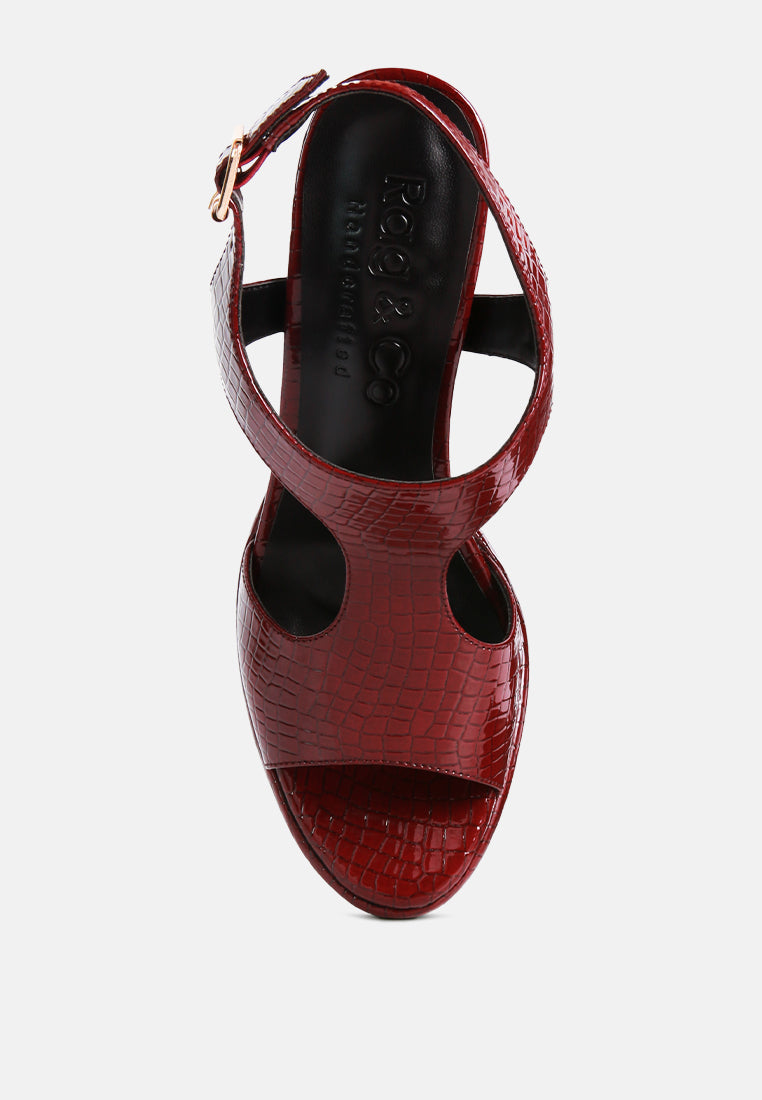 croft croc high heeled cut out sandals by ruw#color_burgundy