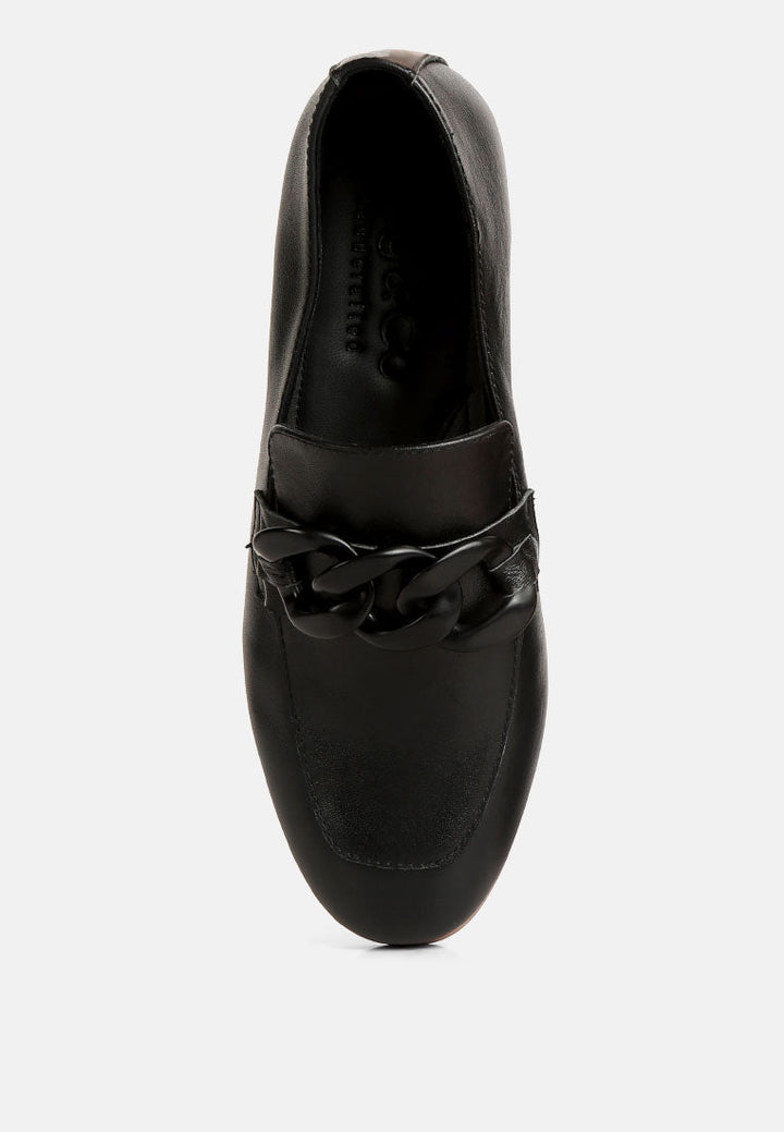 merva chunky chain leather loafers by ruw#color_black