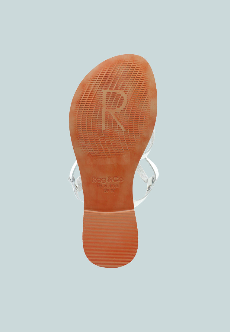 rita strappy flat leather sandals#color_white
